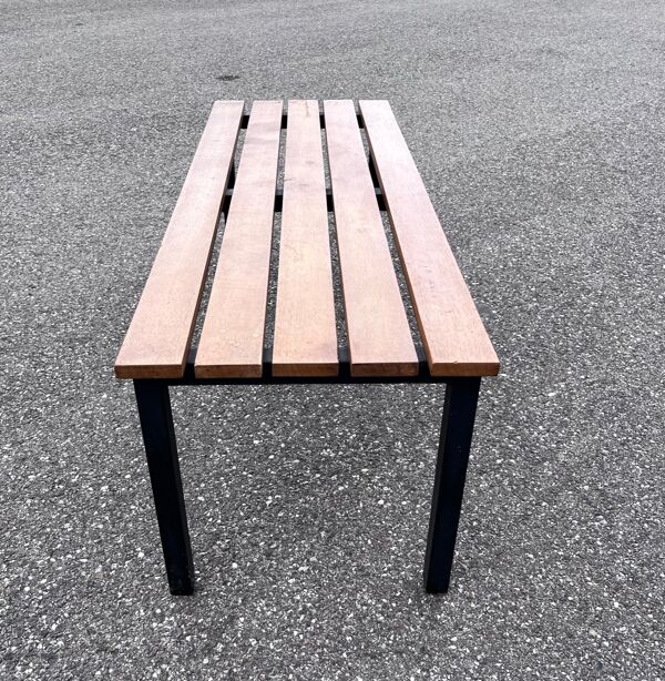 Banc industriel en acier et chêne