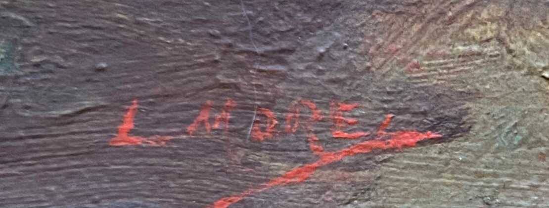 Painting dated 1916 "Coin de la Nièvre" by Louis Morel (1871-1954) + frame