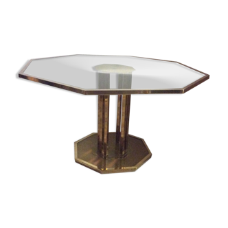 Octagonal brass coffee table 1970