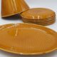 Service esterel 8 ceramic plates salins graphic honey color