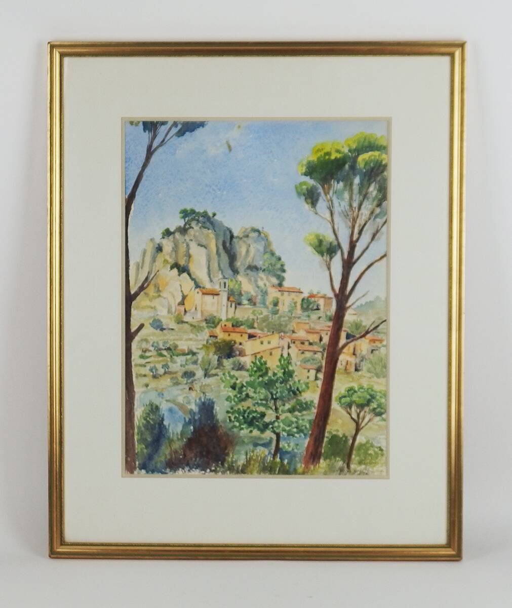 "La Roque Alric" watercolor on paper by Gabriel Kissling