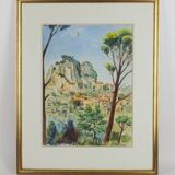 "La Roque Alric" watercolor on paper by Gabriel Kissling