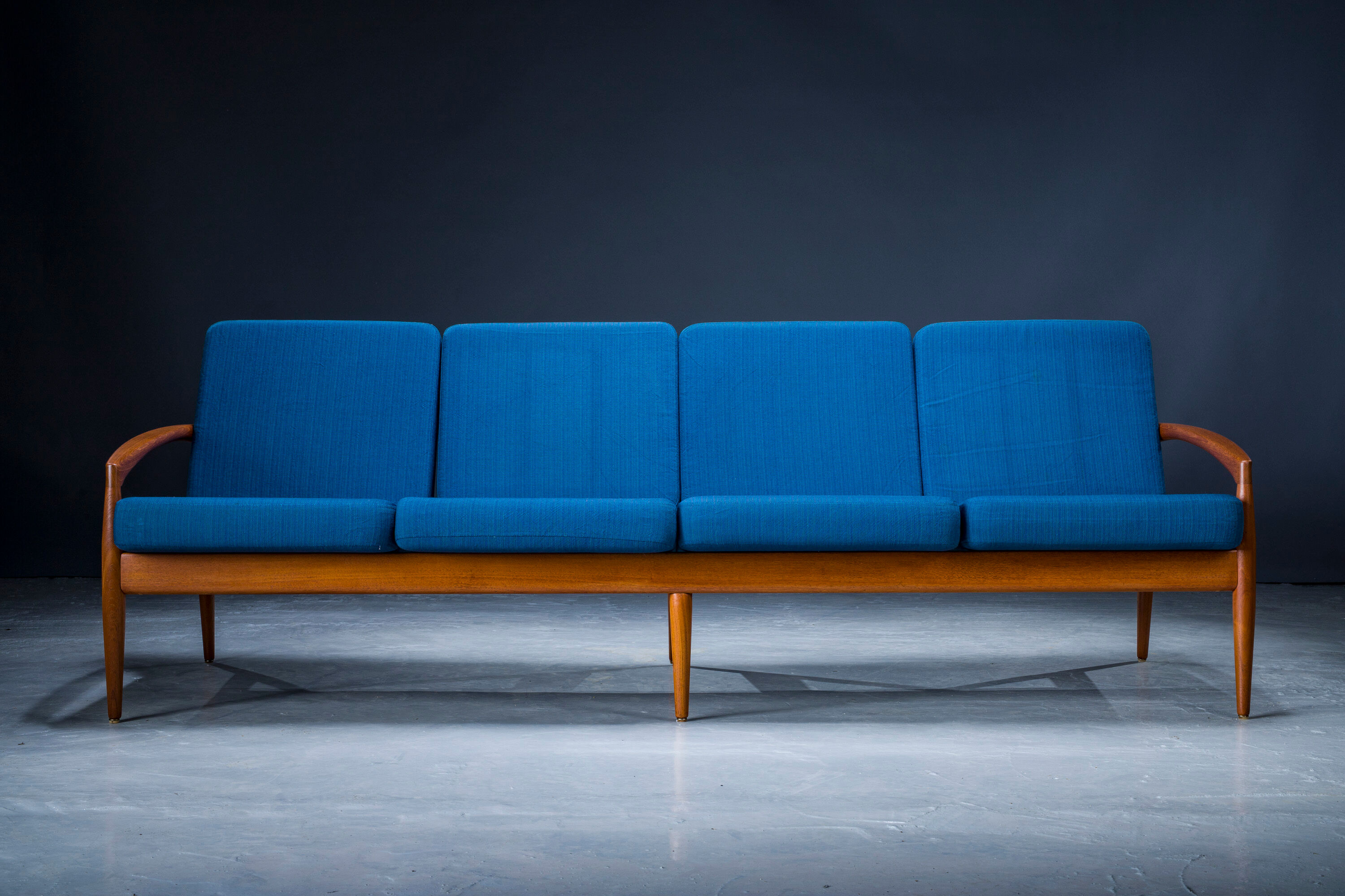 Model 121 Paper Knife Easy Chairs and Sofa by Kai Kristiansen for Magnus Olesen, 1960s, Set of 3