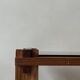 Modernist side table/nightstand in pine wood & smoked glass, 1970s design.