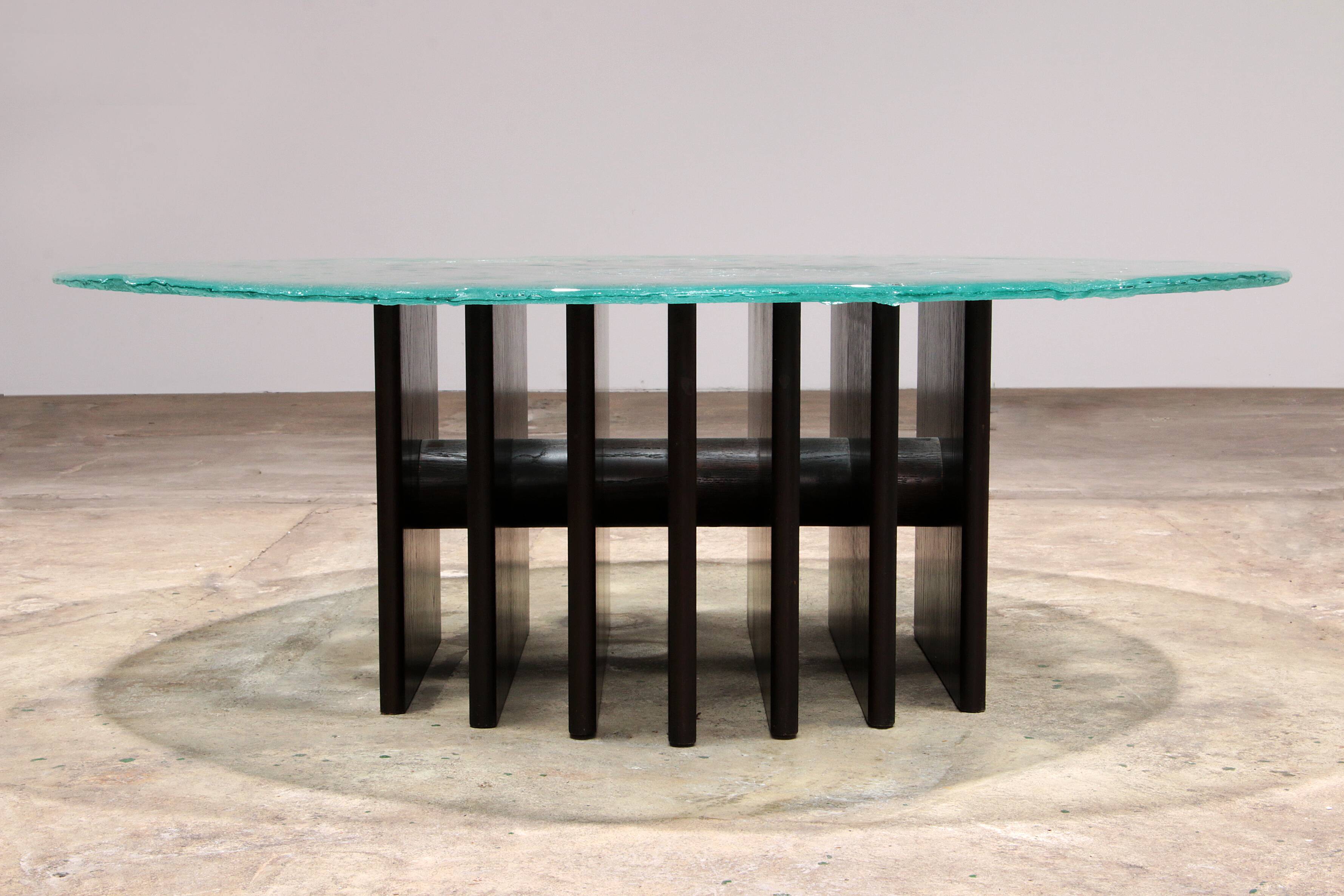 Sculptural glass coffee table by Heinz Lilienthal 1970, Germany