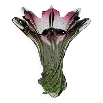 Vase vintage en verre de Murano torsadé, Italie, années 1960