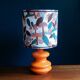 Mushroom lampshade and vintage orange glass lamp foot