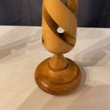 PAIR OF LEMON WOOD CANDLESTICKS CARVED INTO SPIRAL 1970s