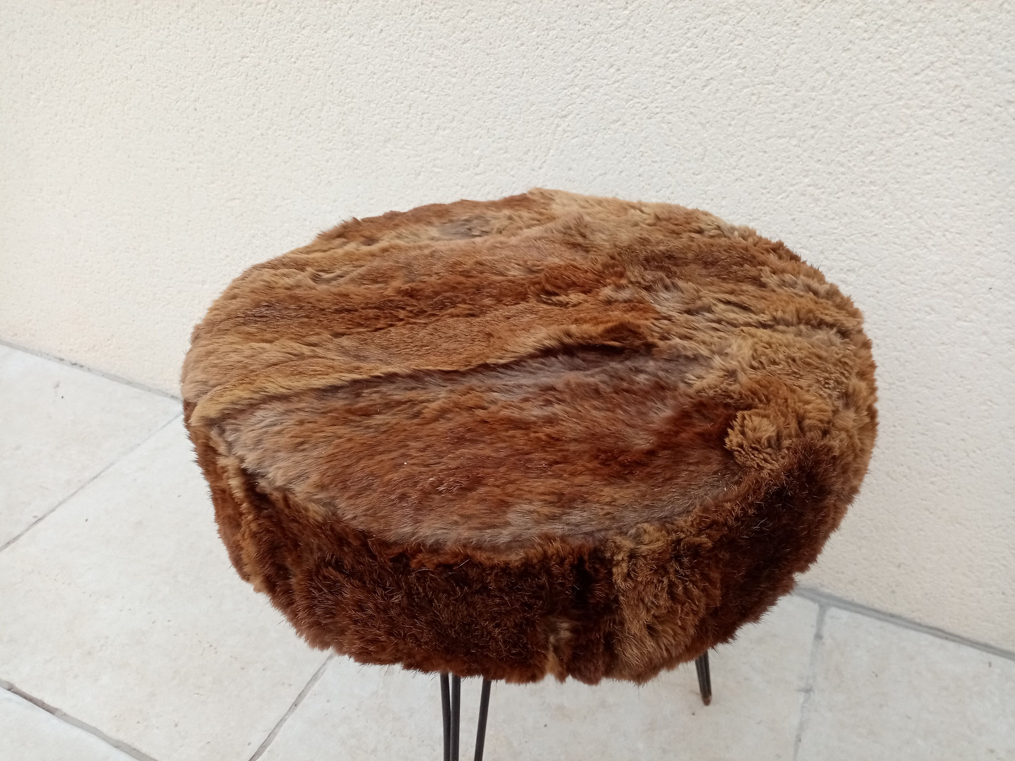 Vintage moumoute stool year 70