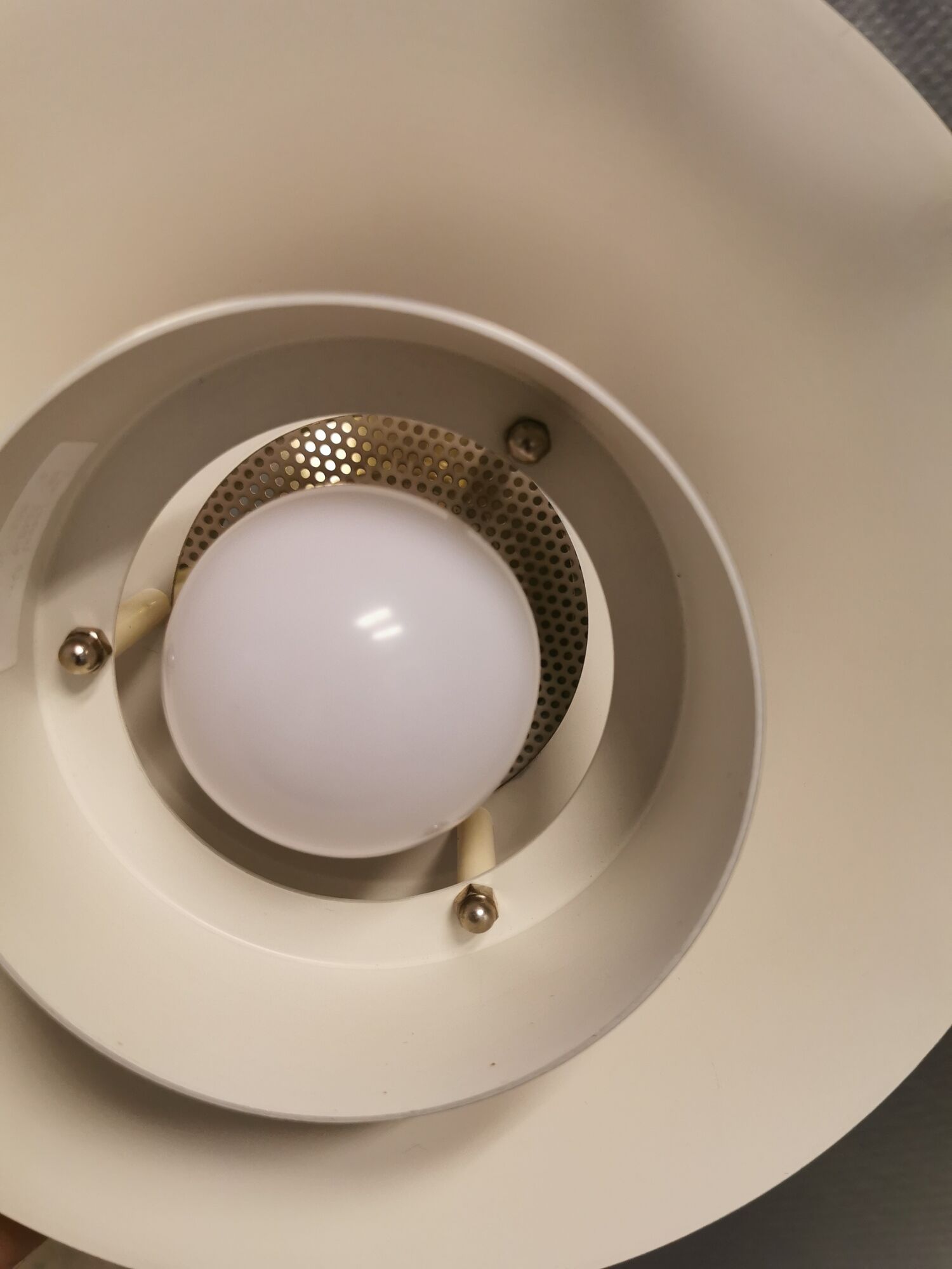 Small hanging lamp from Danish Top-lamps, in brass colored aluminum, produced in the 1980s