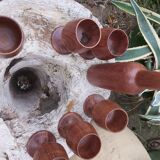 Scandinavian bottle and teak glass service