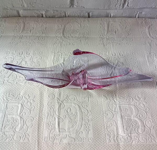 Coupe à fruits en cristal coloré vintage, coupe centre de table lilas