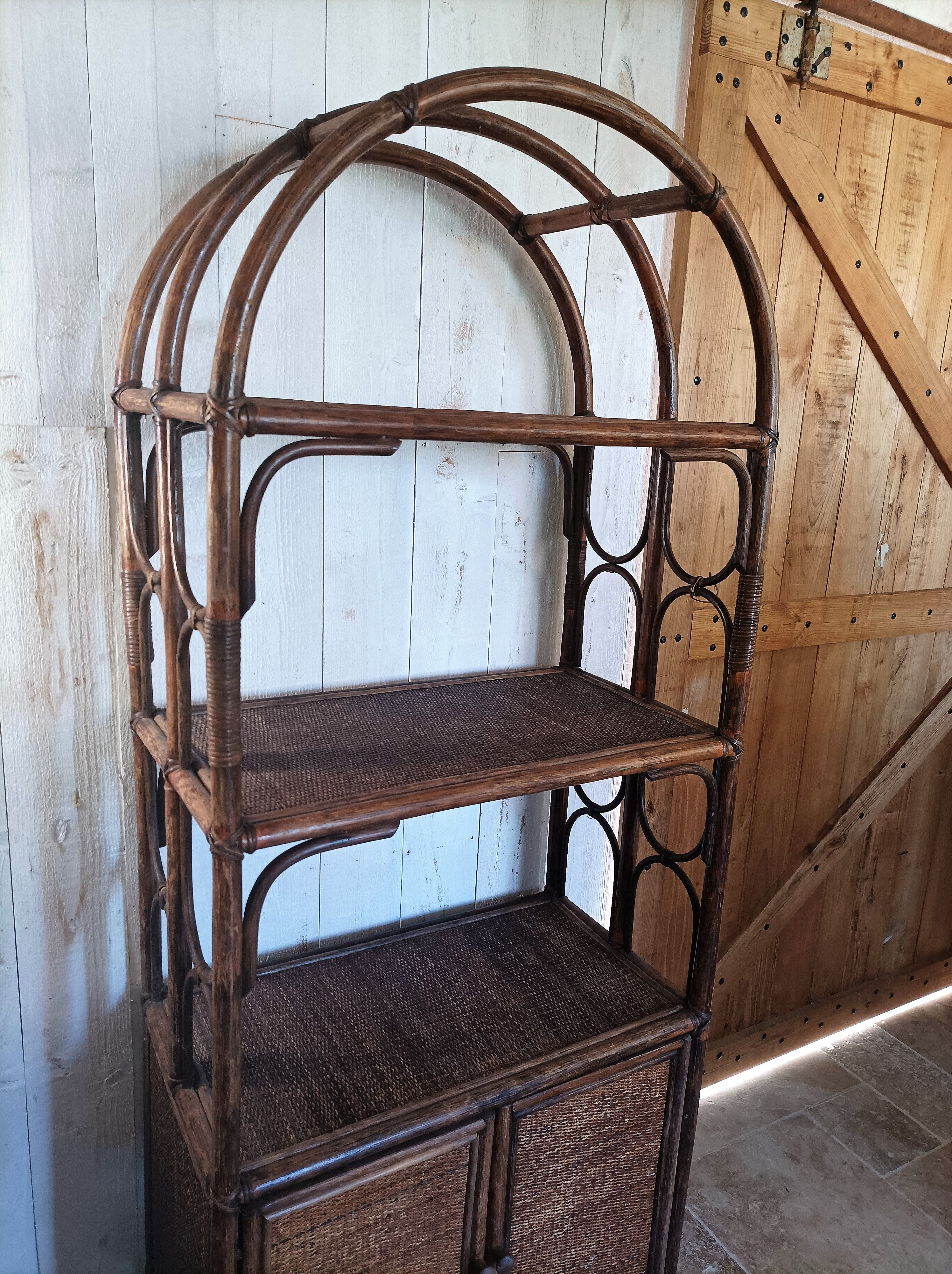 Vintage rattan bookcase