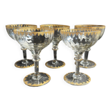 5 Gold Putoisé Champagne Glasses – Legras Pierrefonds 19th Century Service