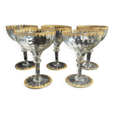 5 Gold Putoisé Champagne Glasses – Legras Pierrefonds 19th Century Service