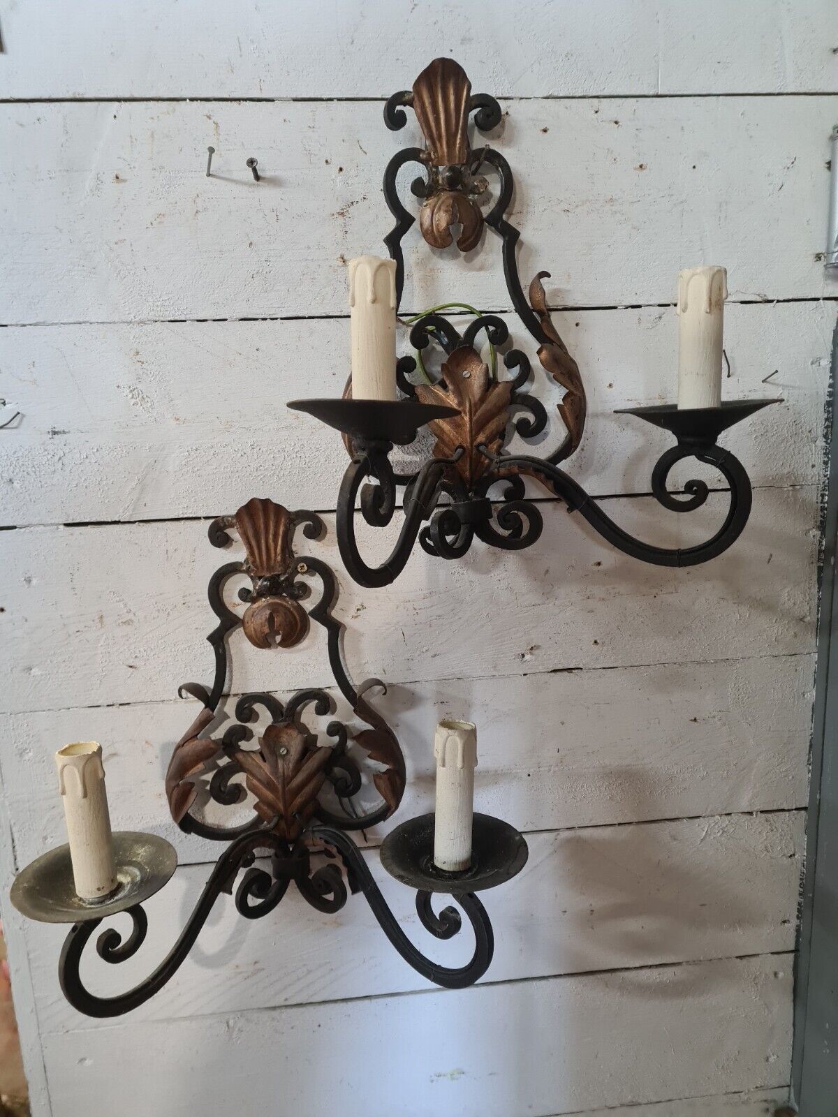 2 wrought iron sconces