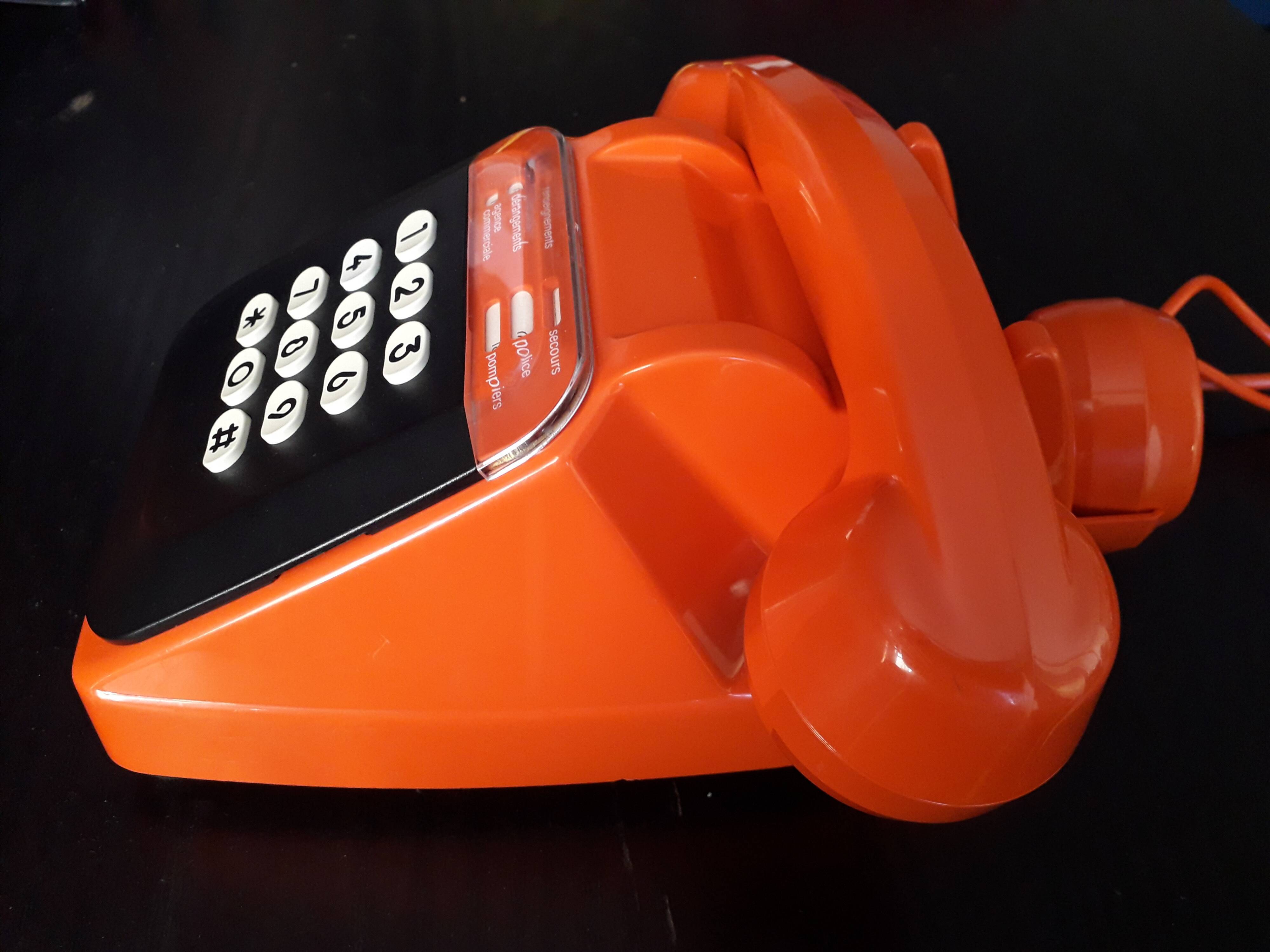 Old vintage orange phone s63 socotel