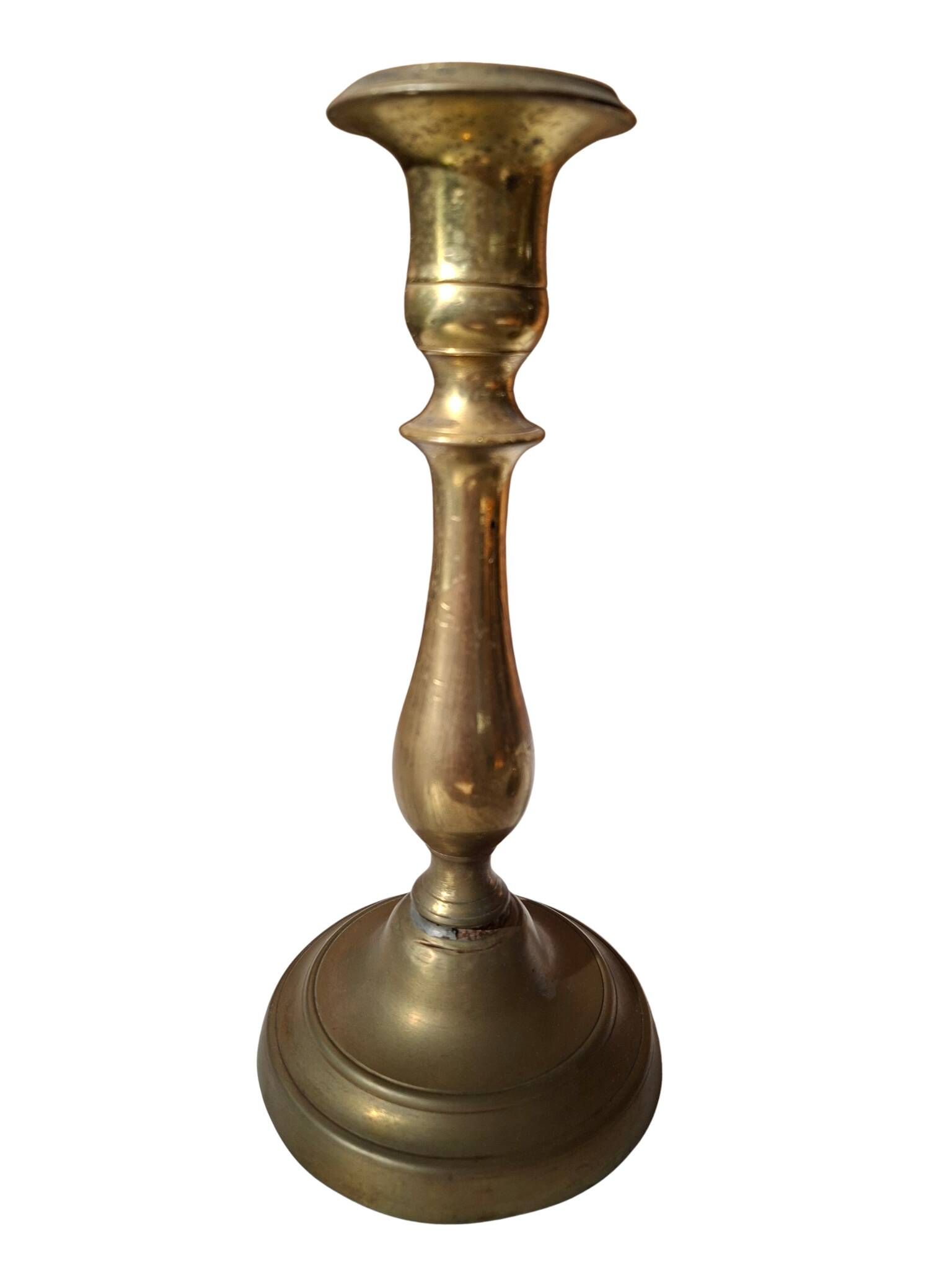 Coppia di Candelabri Antichi in Ottone - Stile Classico h 21 cm