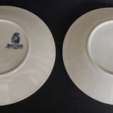 Pair of Gien iron earthenware dessert plates with Austerlitz decor