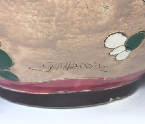 Cache pot floral decoration signed J. Massier Vallauris vintage