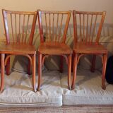 Série de 3 anciennes chaises de bistrot Baumann en bel état