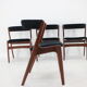 1960s Danish Teak Dining Chairs in Black Velvet