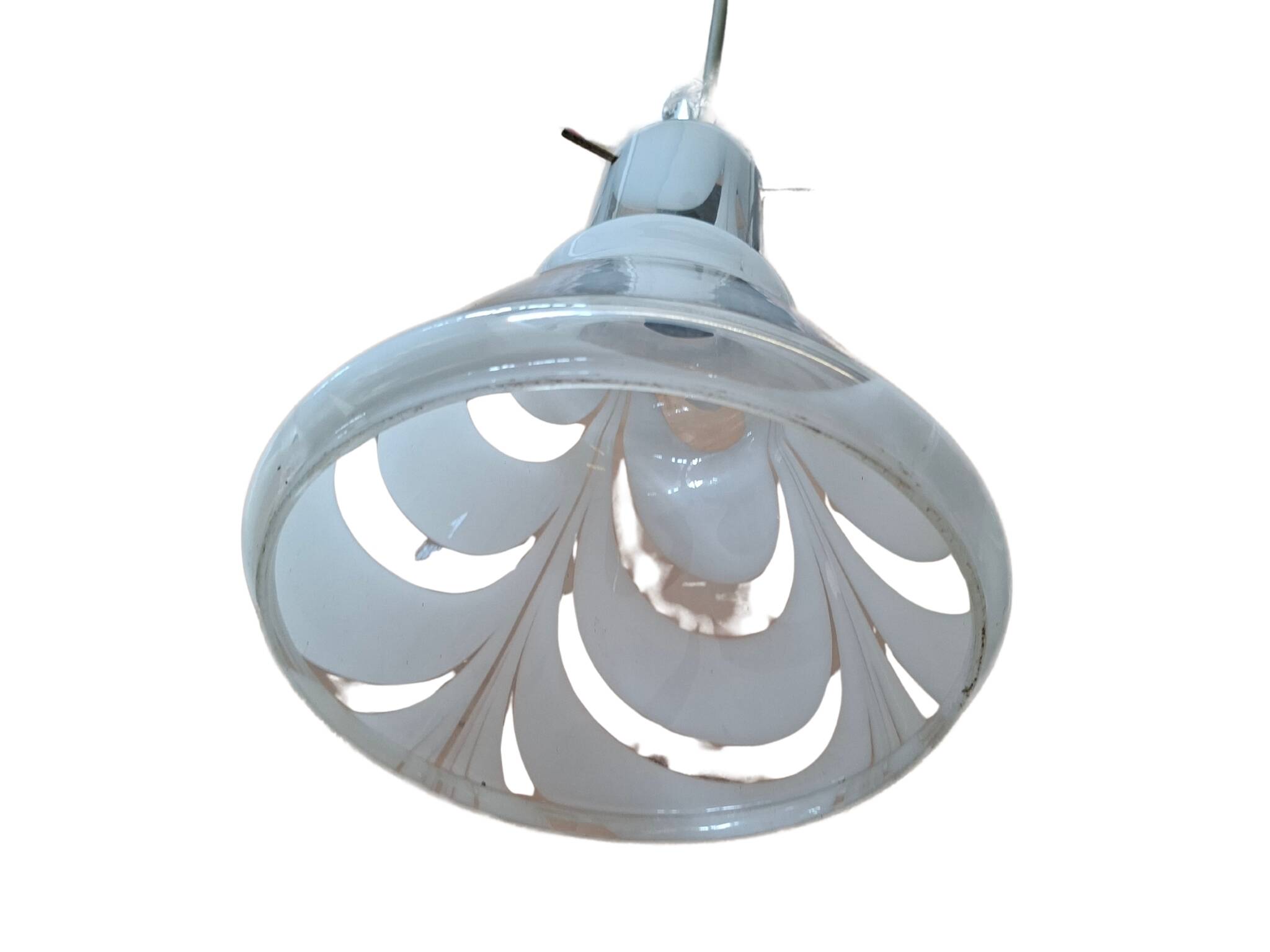 Splendido Lampadario Vintage Anni '70 in Vetro Soffiato