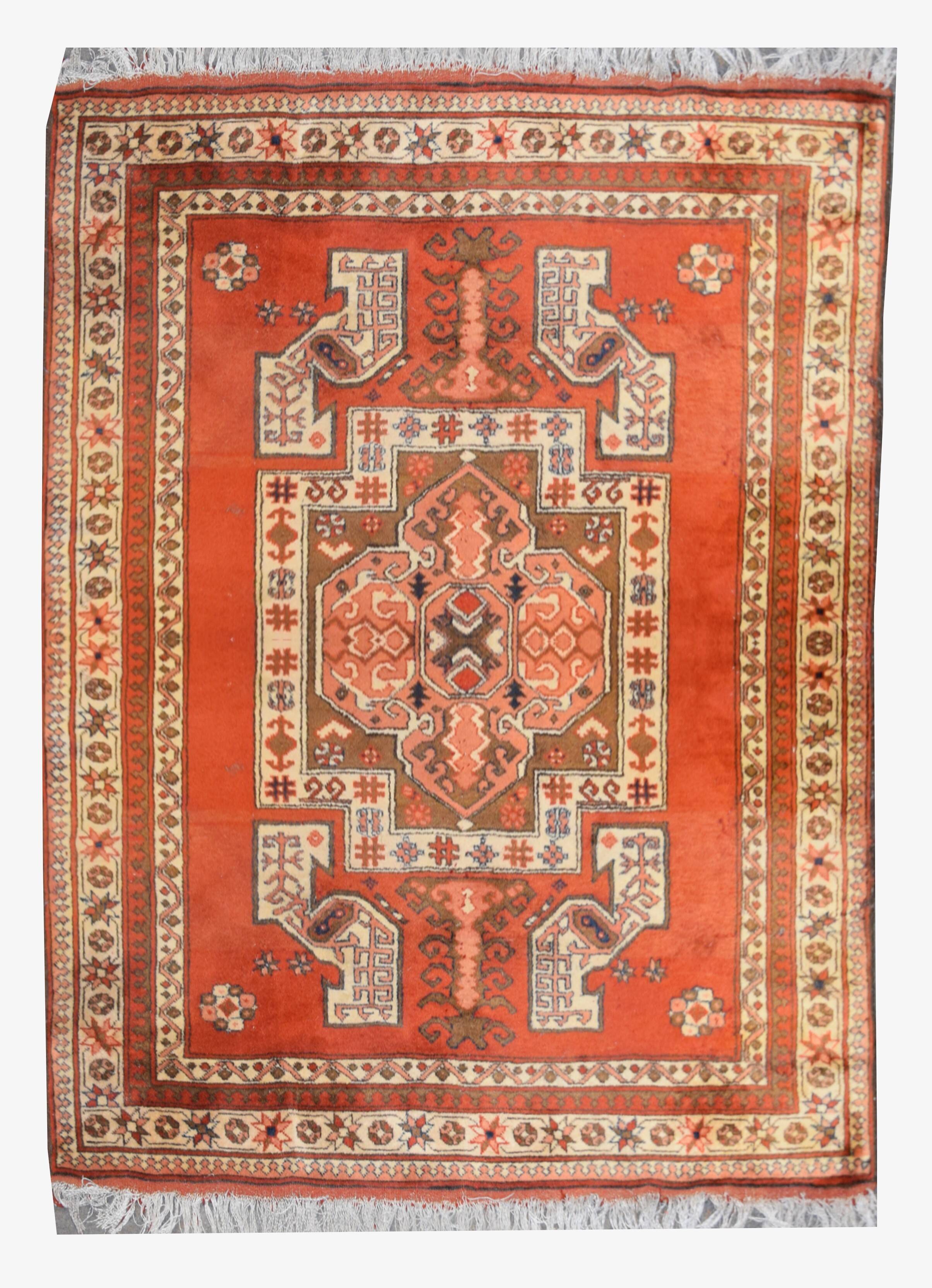 Tapis d'orient kazak afghan – noué main : 127 x 170 cm