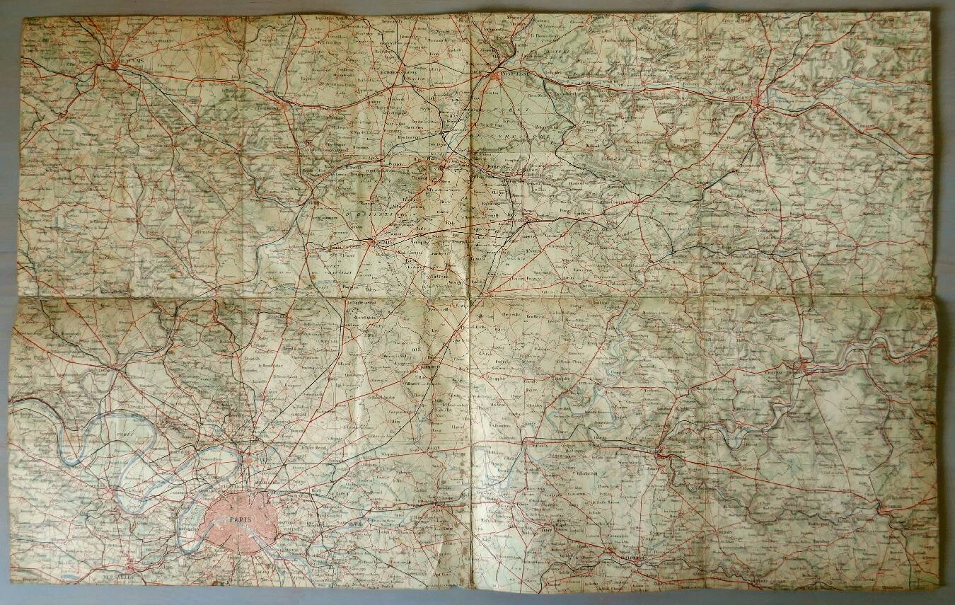 Old Map General Staff 1912 - Paris Beauvais Soissons Montmirail
