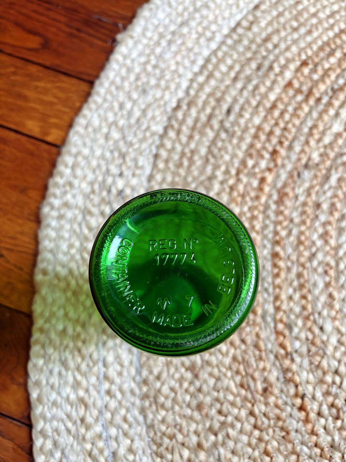 Bouteille / bocale verte vintage Lever made in Belgium