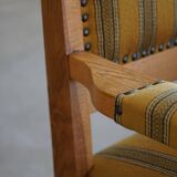 Pair of Art Deco armchairs in oak and fabric, Danish cabinetmaker, 1940s