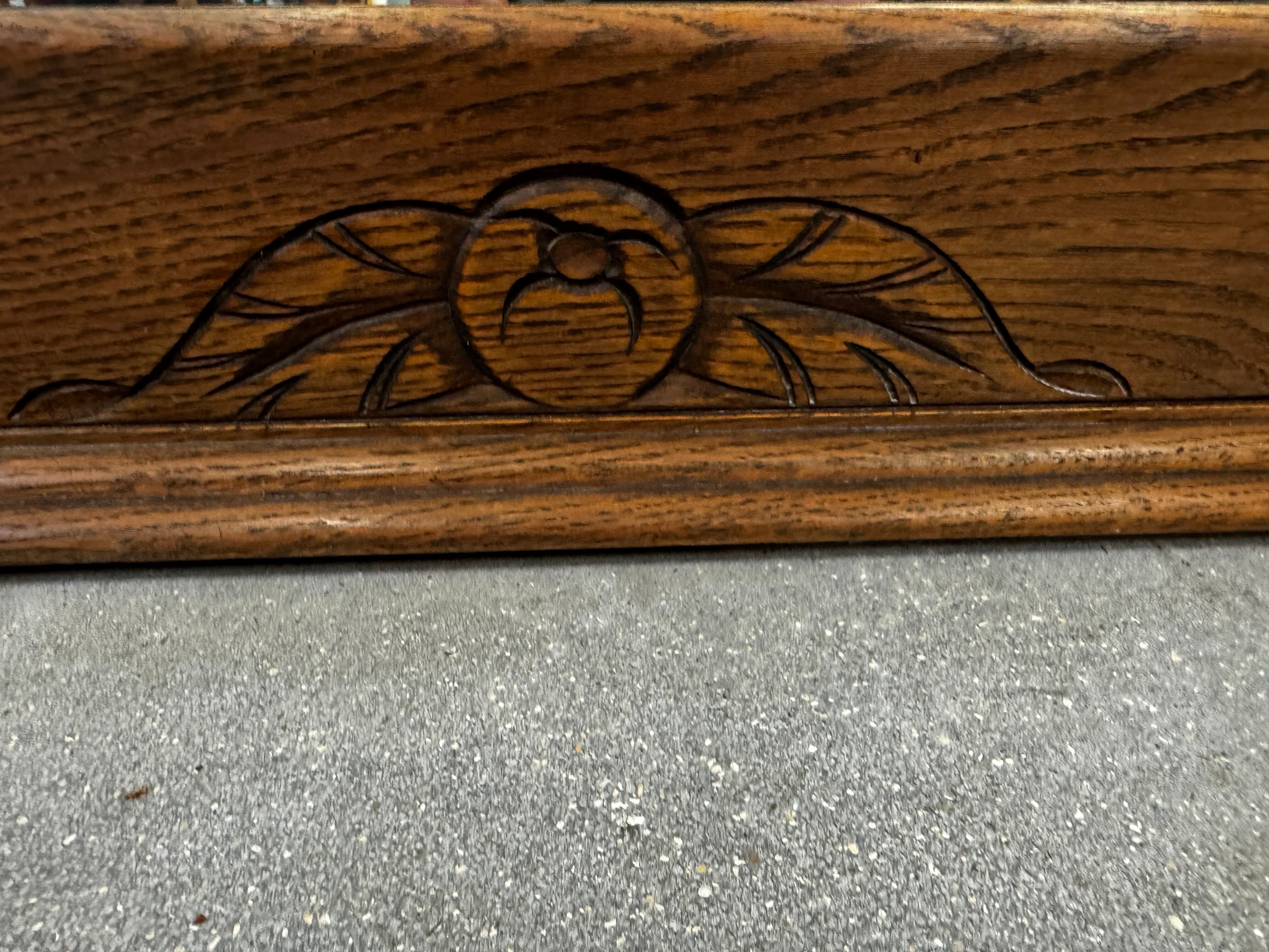 Art Deco mirror in carved oak – 1930s – 102 x 78 cm