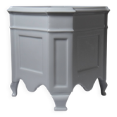 Square footed cache-pot in white Limoges porcelain, Rococo style.
