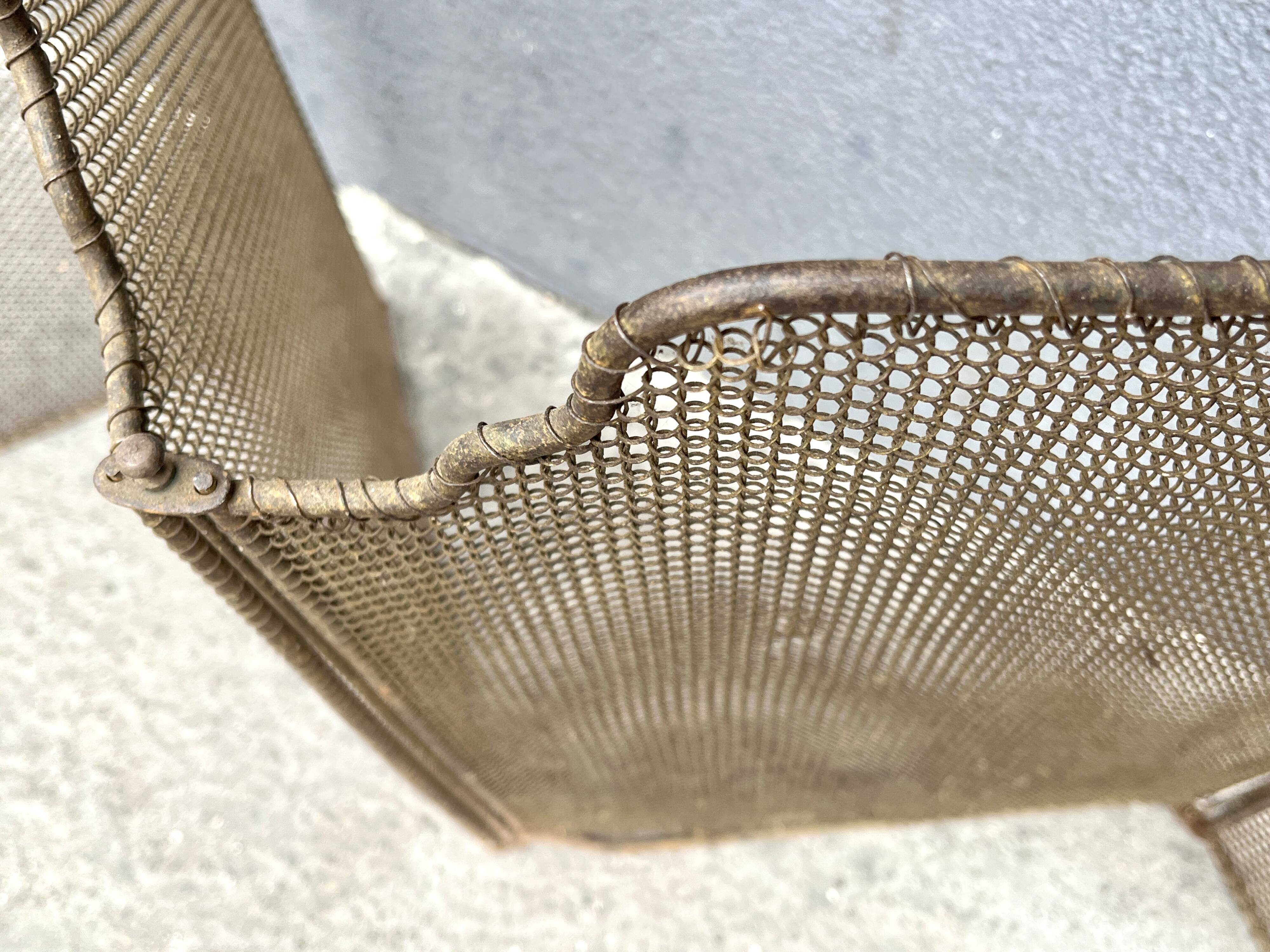 Antique 19th century fireplace screen, 5-panel spark arrester