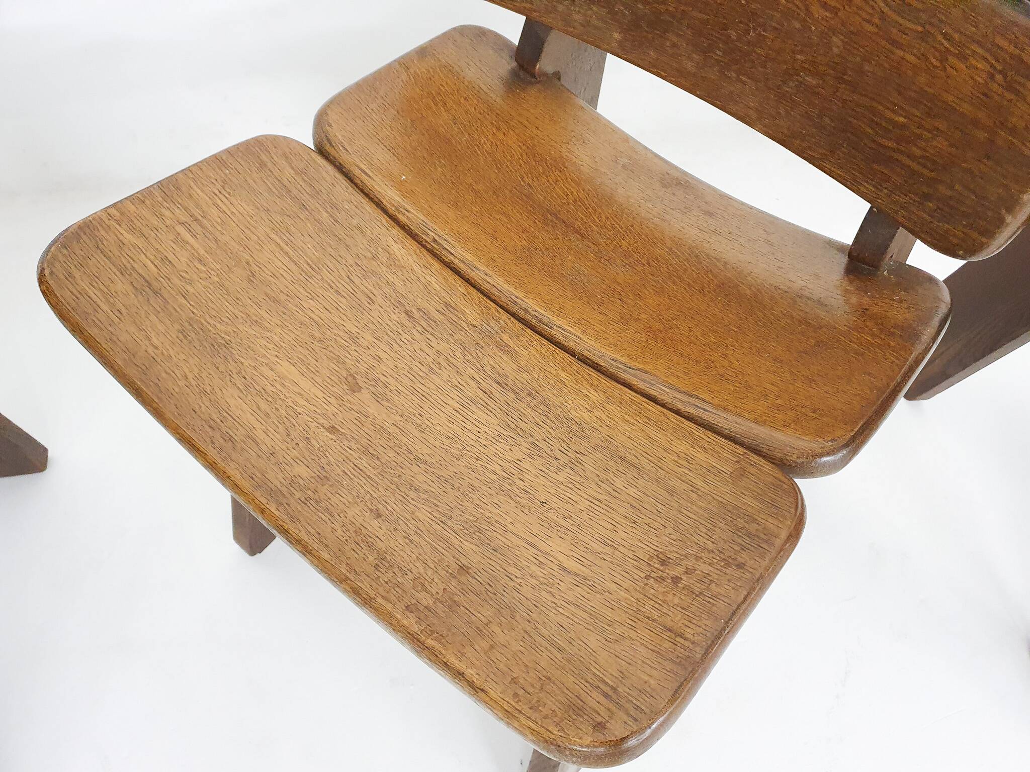 Set of four solid oak dining chairs, The Netherlands 1970's