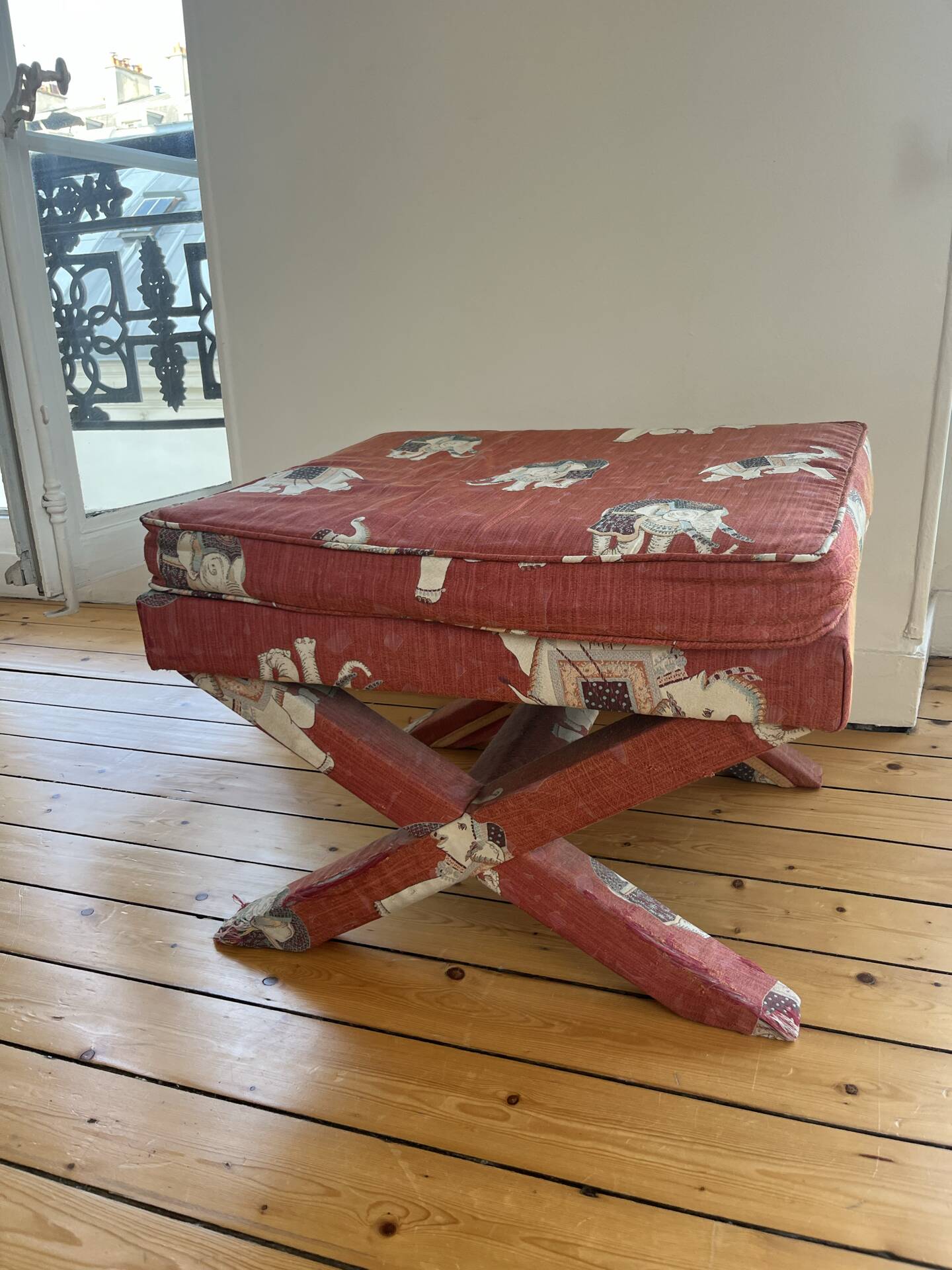 Stone Frey fabric stool for the living room.