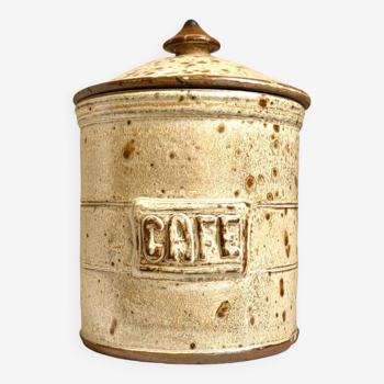 “cafe” jar in beige pyrite stoneware