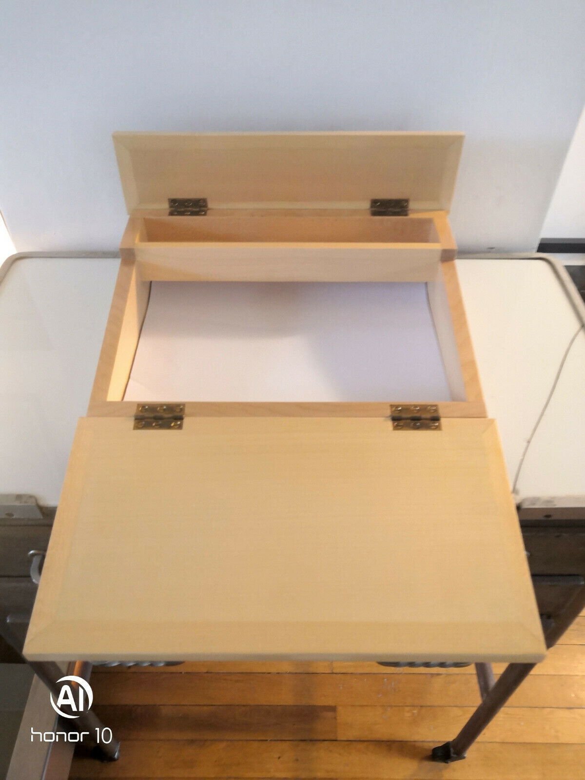 Written wooden desk marked