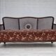 1950s, Danish 3-seater sofa, salmon/pink velour, furniture mesh.