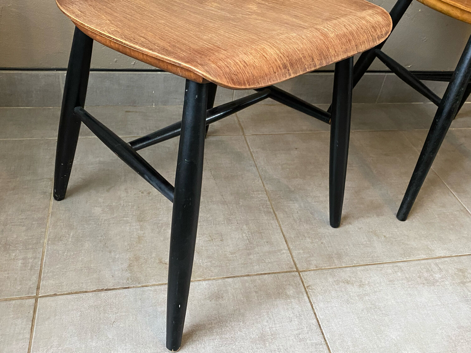 3 vintage Fanett chairs, Tapiovaara model, Stol Kamnik edition
