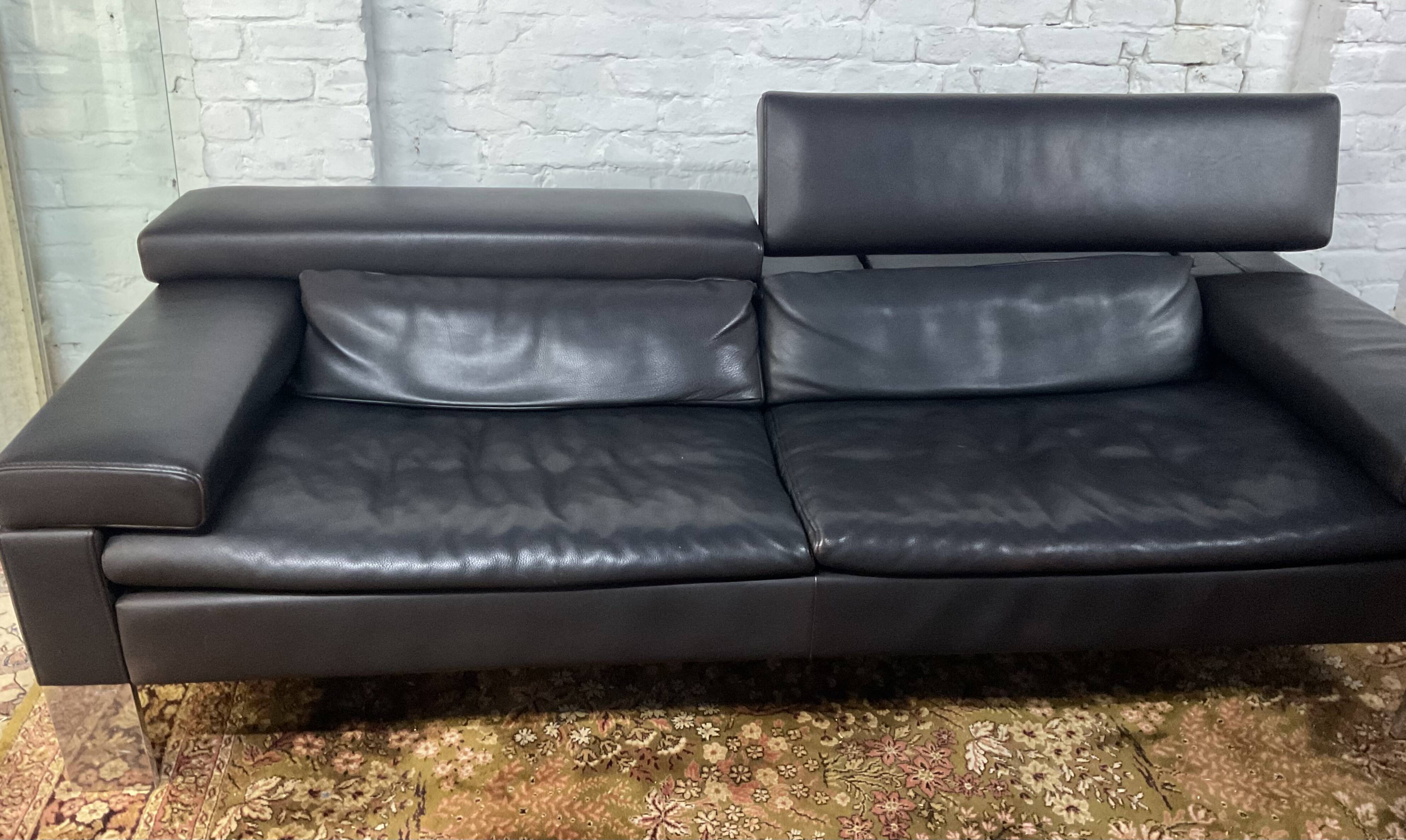 Jori designer sofa in brown leather 3 seats