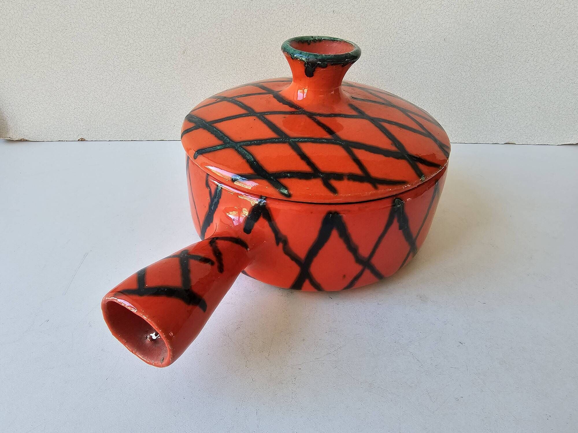 Red ceramic saucepan Terfeu Vallauris 5060 (capron, picault...)