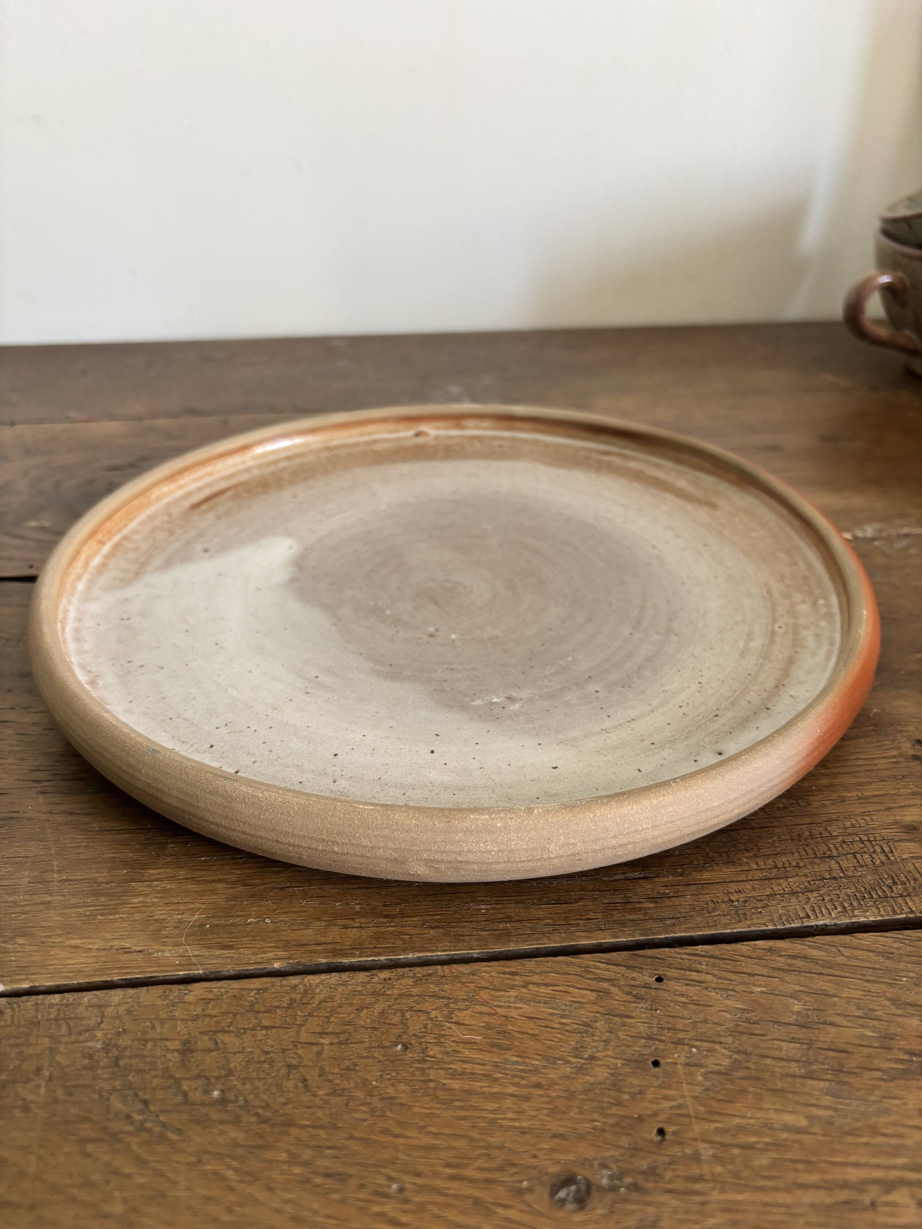 Stoneware plate signed Roger Jacques – Puisaye – vintage ceramics