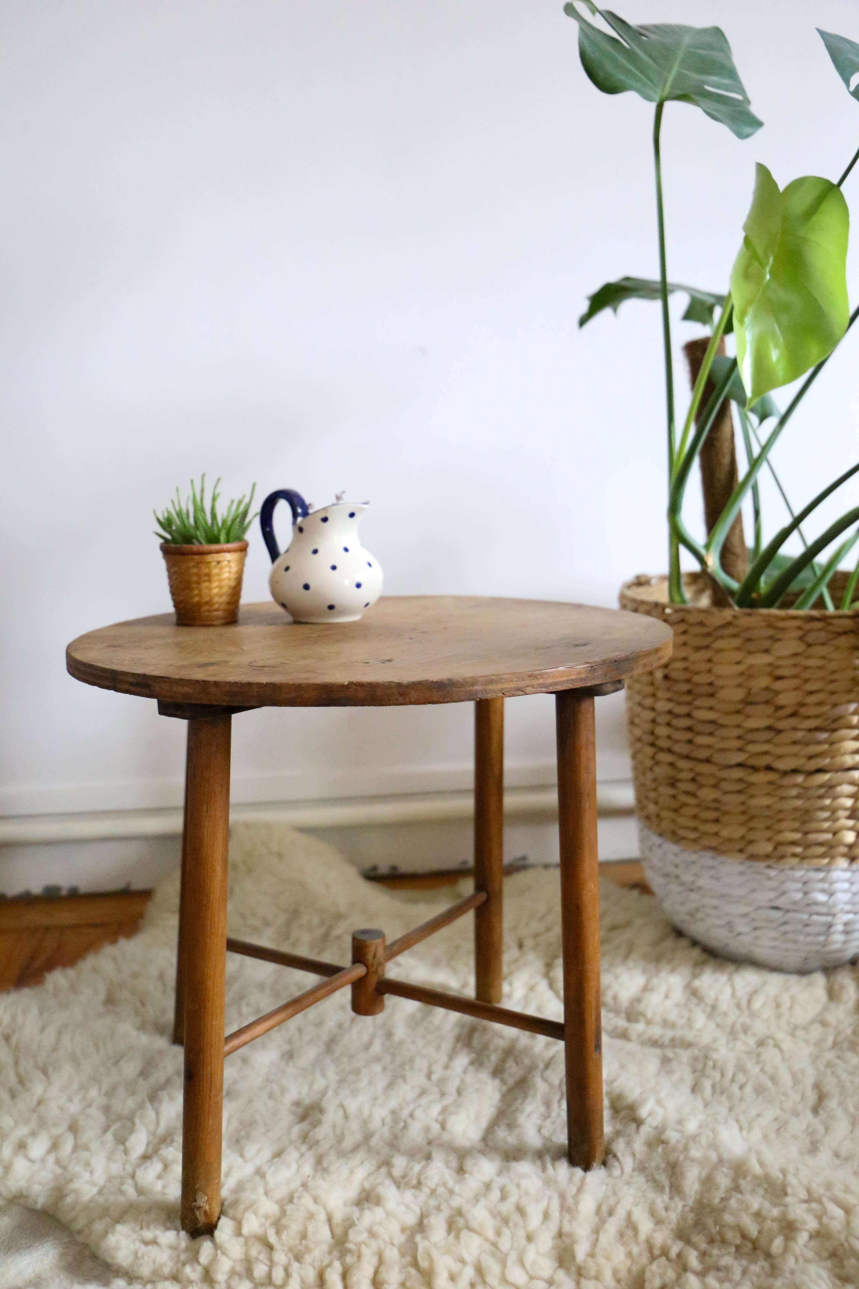 Rustic wooden side table, vintage