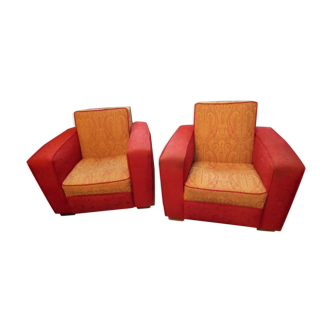 Pair of club chairs, 20s