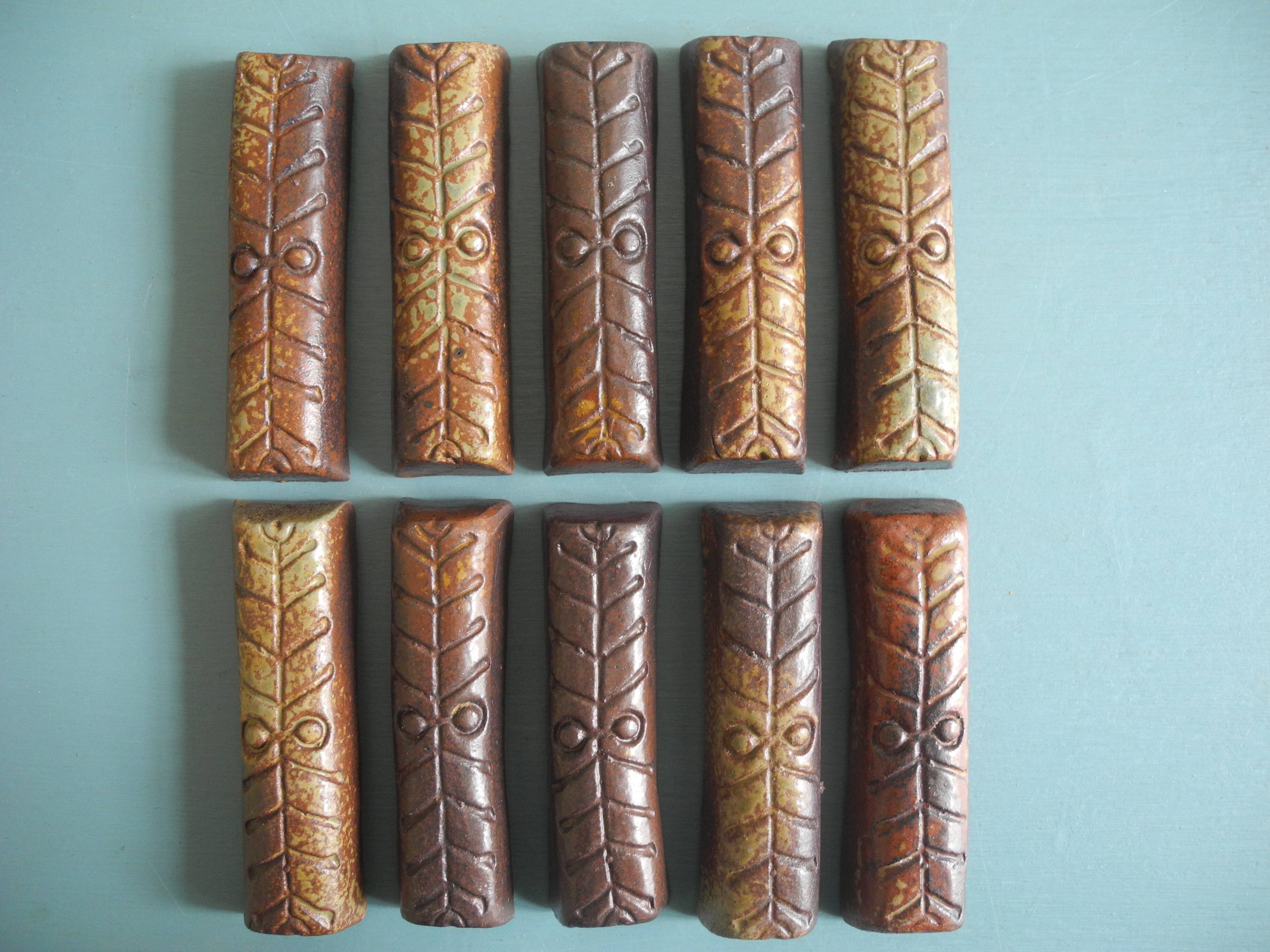 terracotta knife rests vintage table art set holders