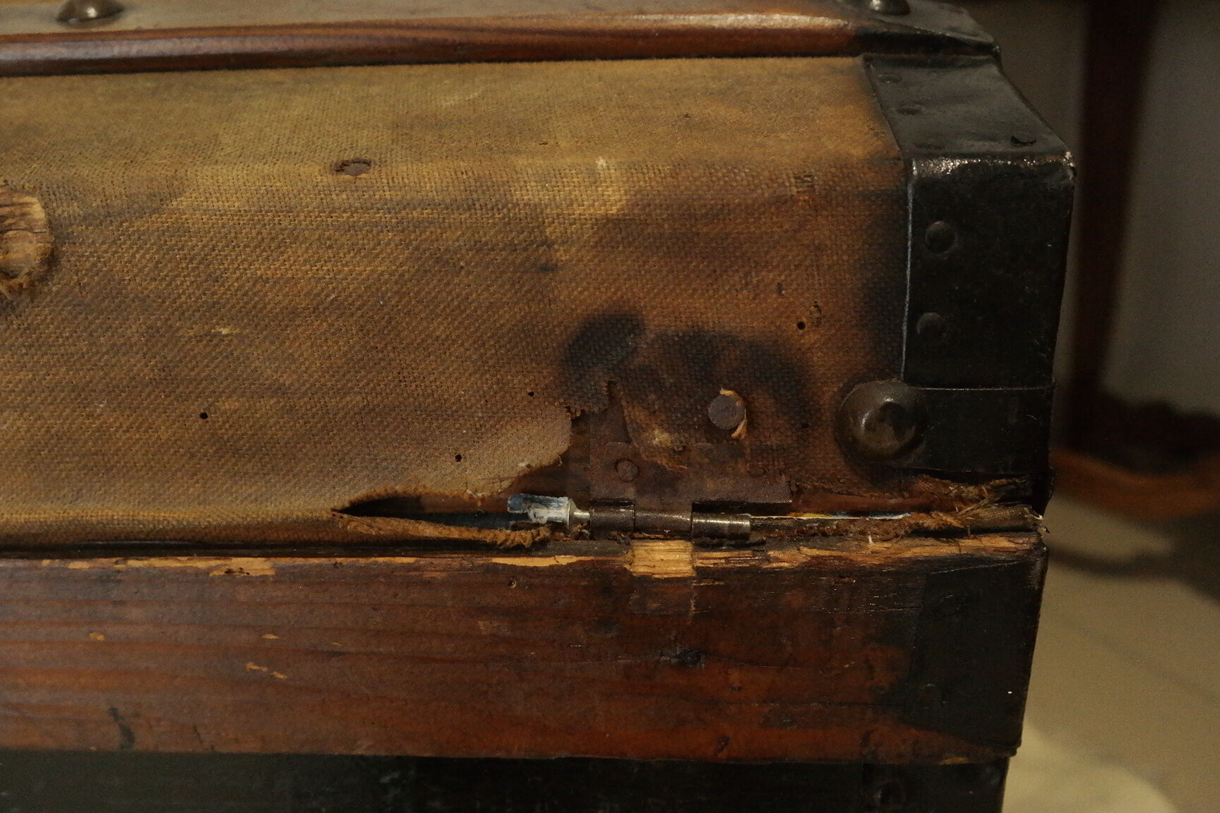 Domed travel trunk old wood