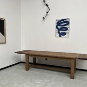 Large solid oak farm table with its extensions, 1950s