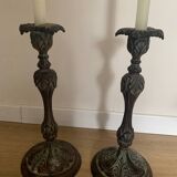 Set of 2 cast iron candlesticks