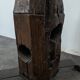Oak and hammered iron press screw coat rack
